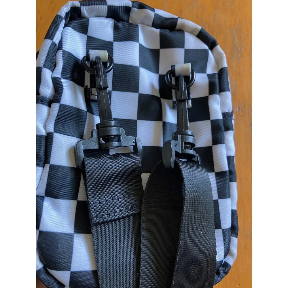 Crossbody Bag Small Black White Checkered Festival Shoulder Bag